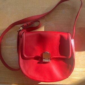 Elegant C Wonder Red Leather Crossbody Bag